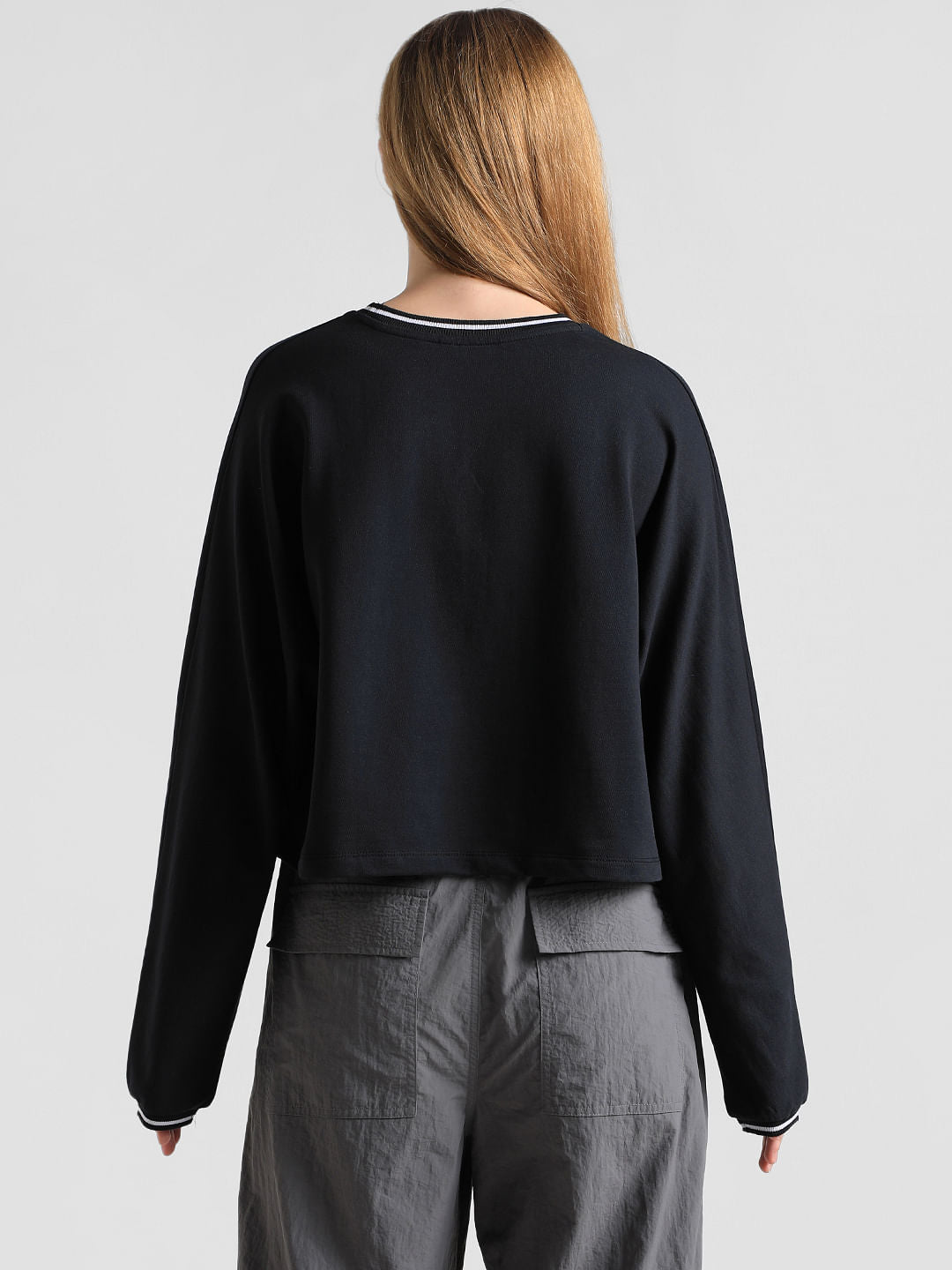 Black Printed Oversized Sweatshirt