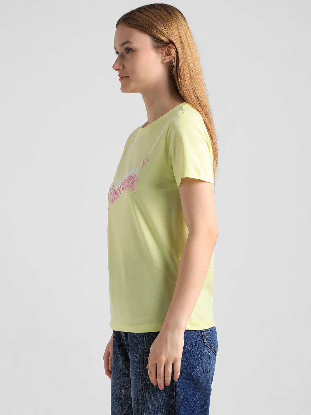 Fluorescent Green Printed T-Shirt