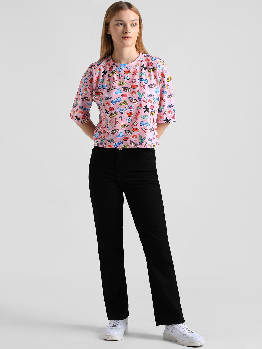 Pink Abstract Print T-Shirt