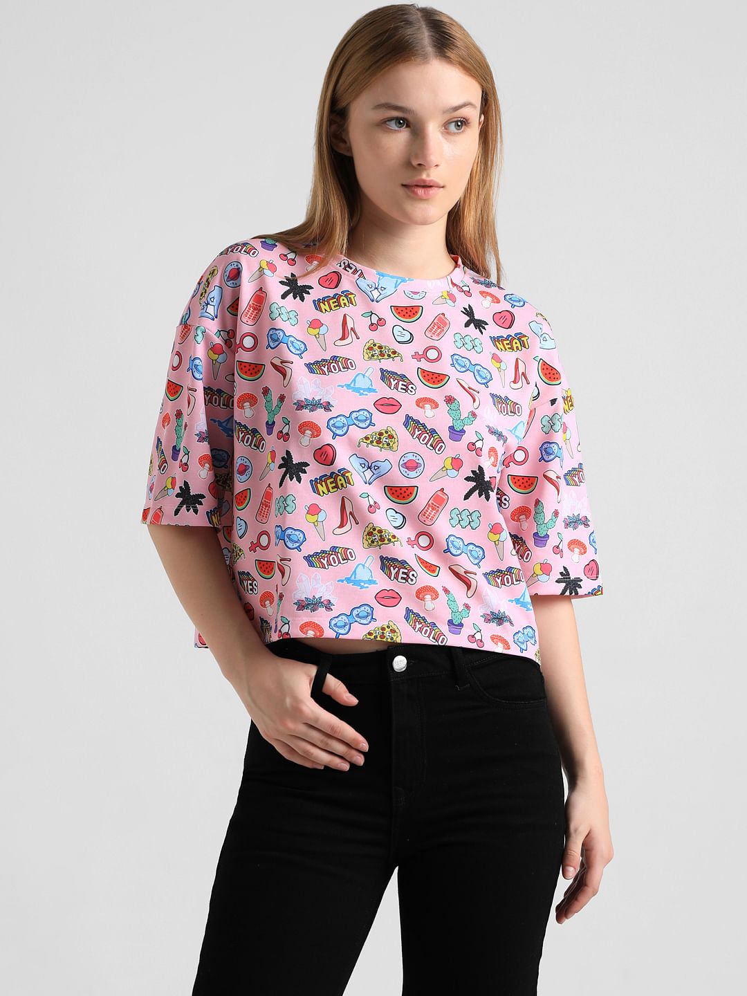 Pink Abstract Print T-Shirt