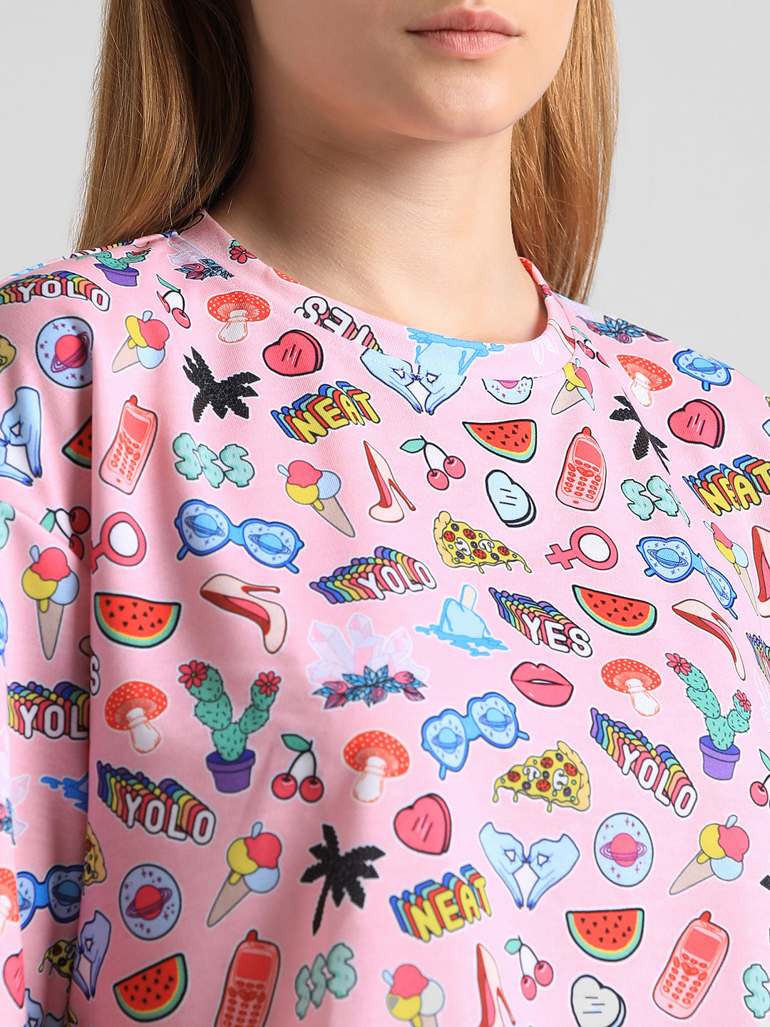 Pink Abstract Print T-Shirt