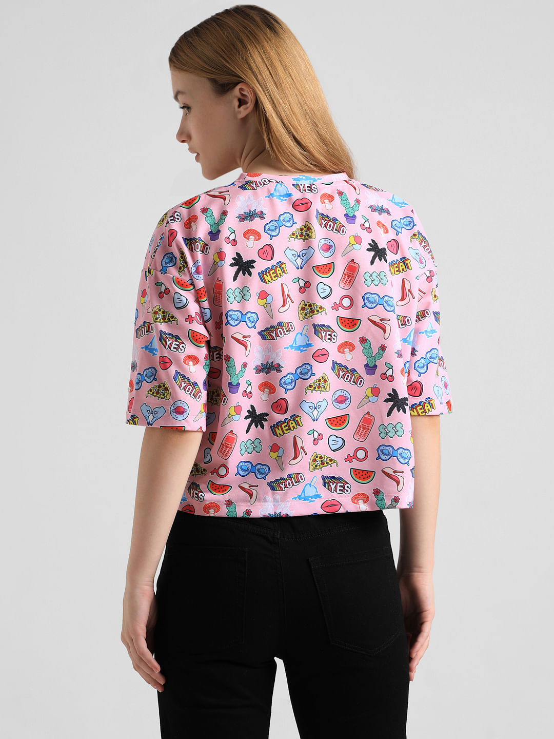 Pink Abstract Print T-Shirt