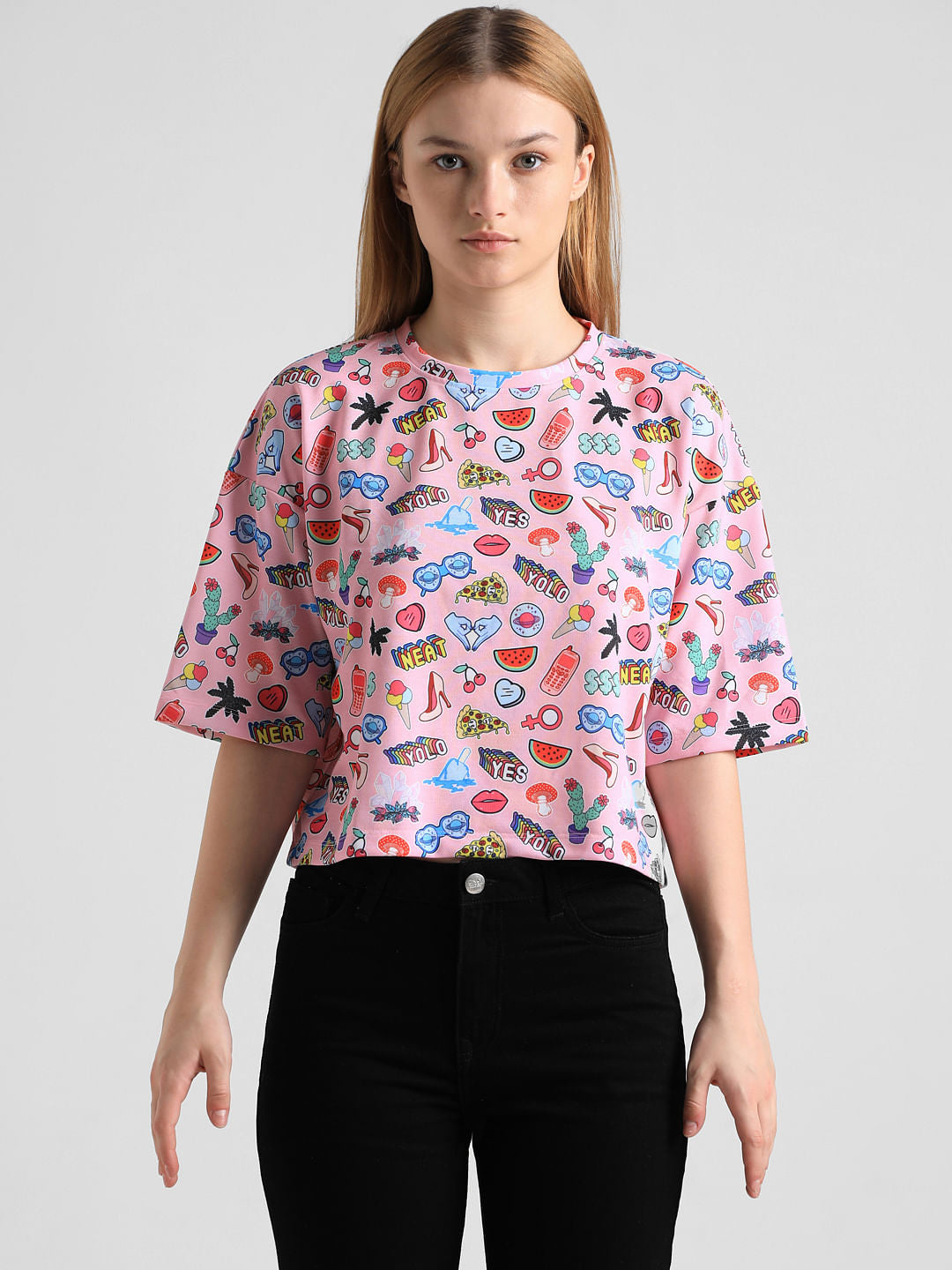 Pink Abstract Print T-Shirt