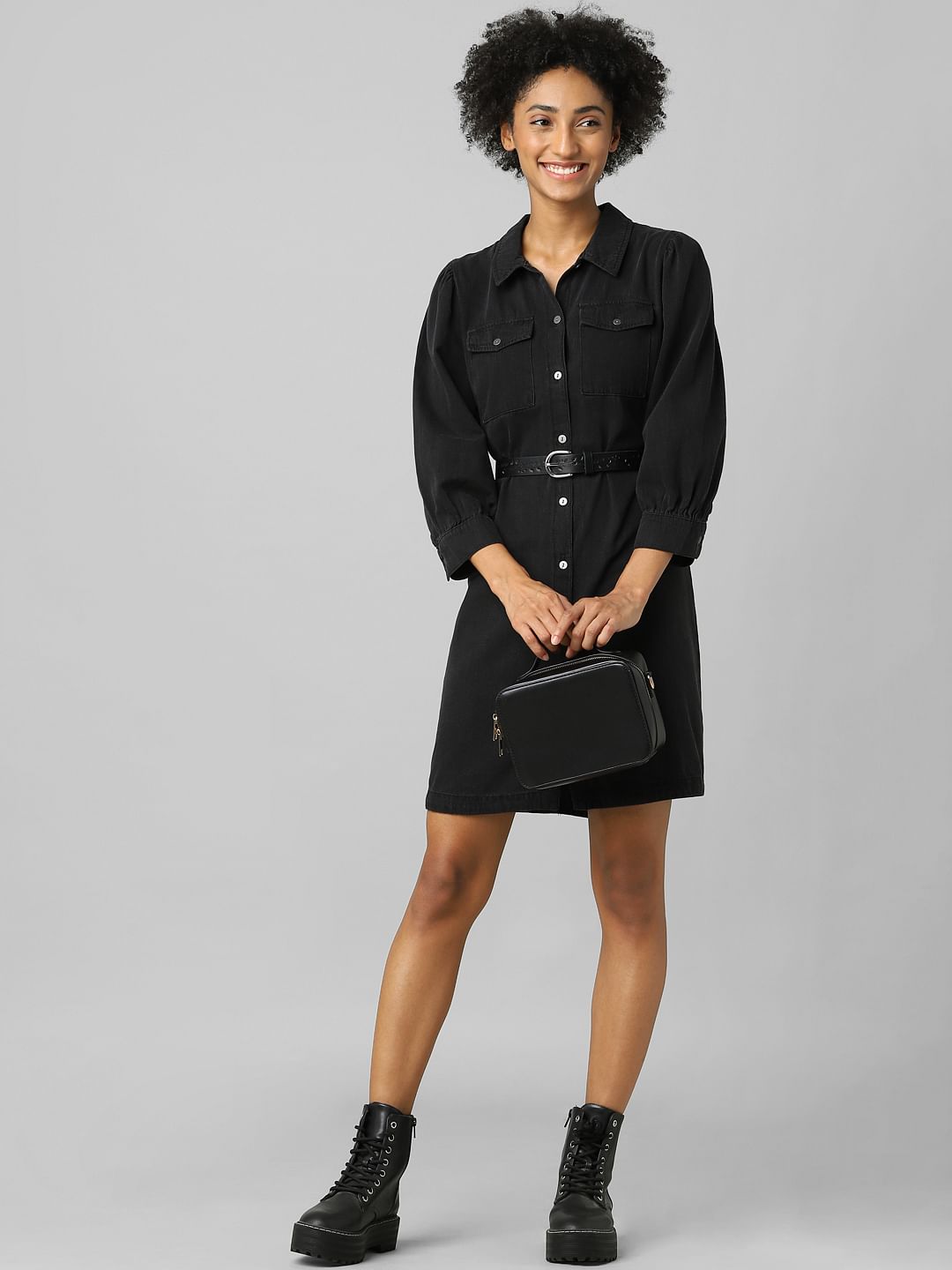 Black Denim Shirt Dress