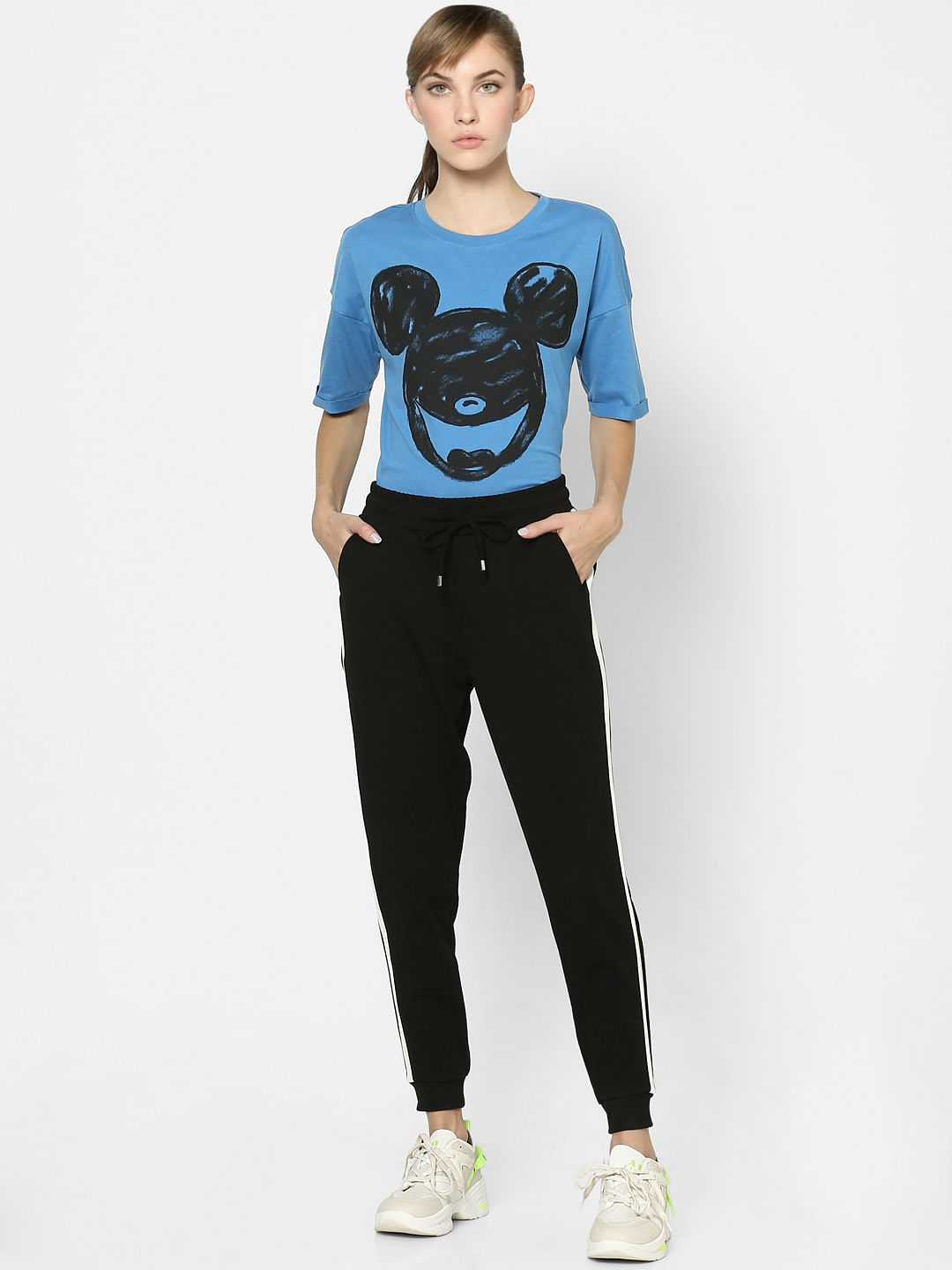 Black High Rise Tape Detail Sweatpants