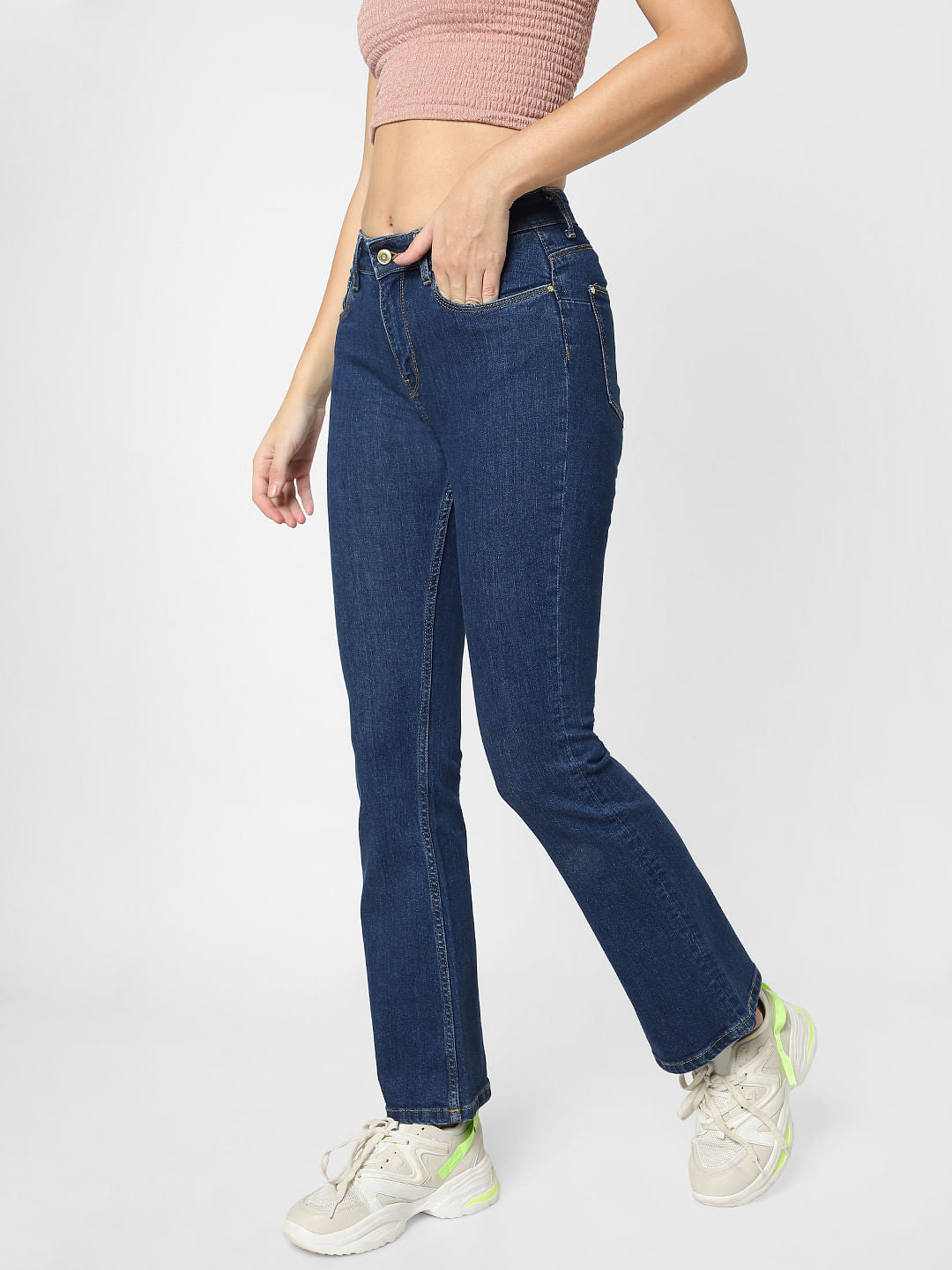 Blue High Rise Flared Jeans