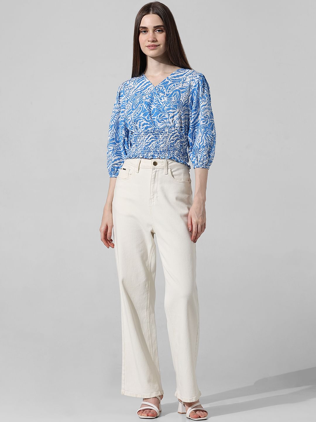 Blue Abstract Print Top