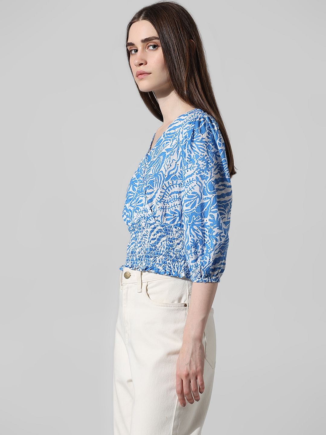 Blue Abstract Print Top