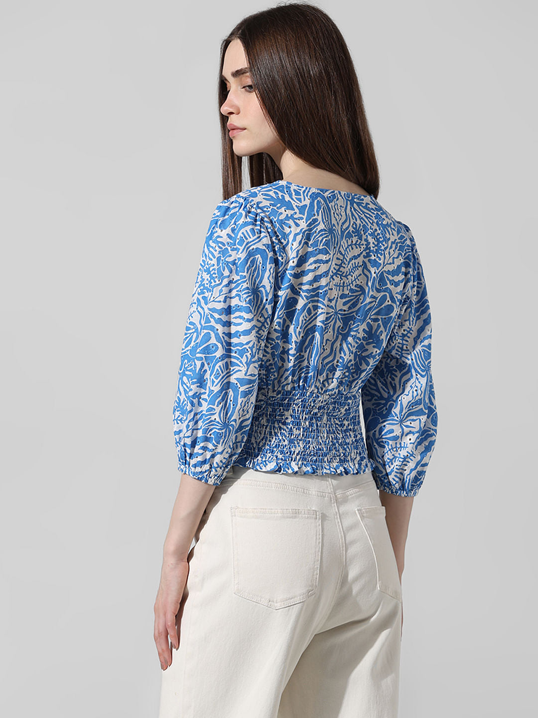 Blue Abstract Print Top