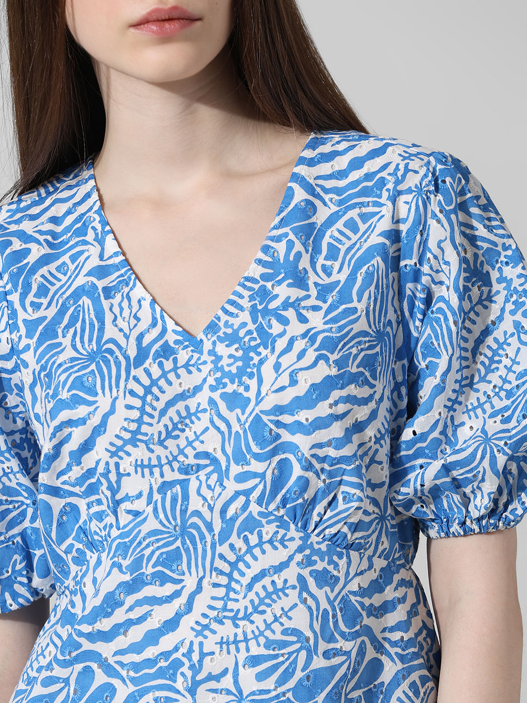 Blue Abstract Print Mini Dress