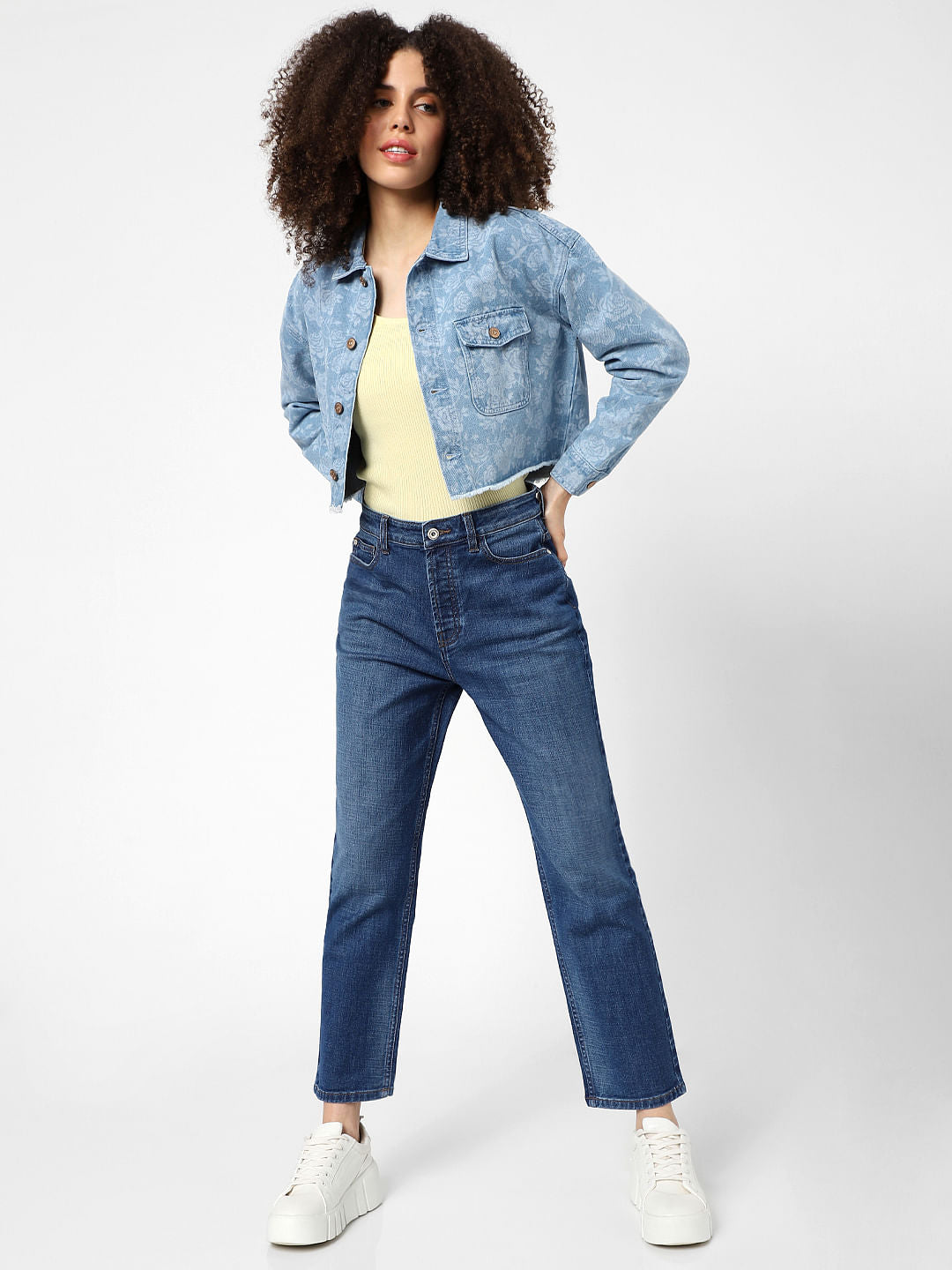 Blue High Rise Flared Jeans