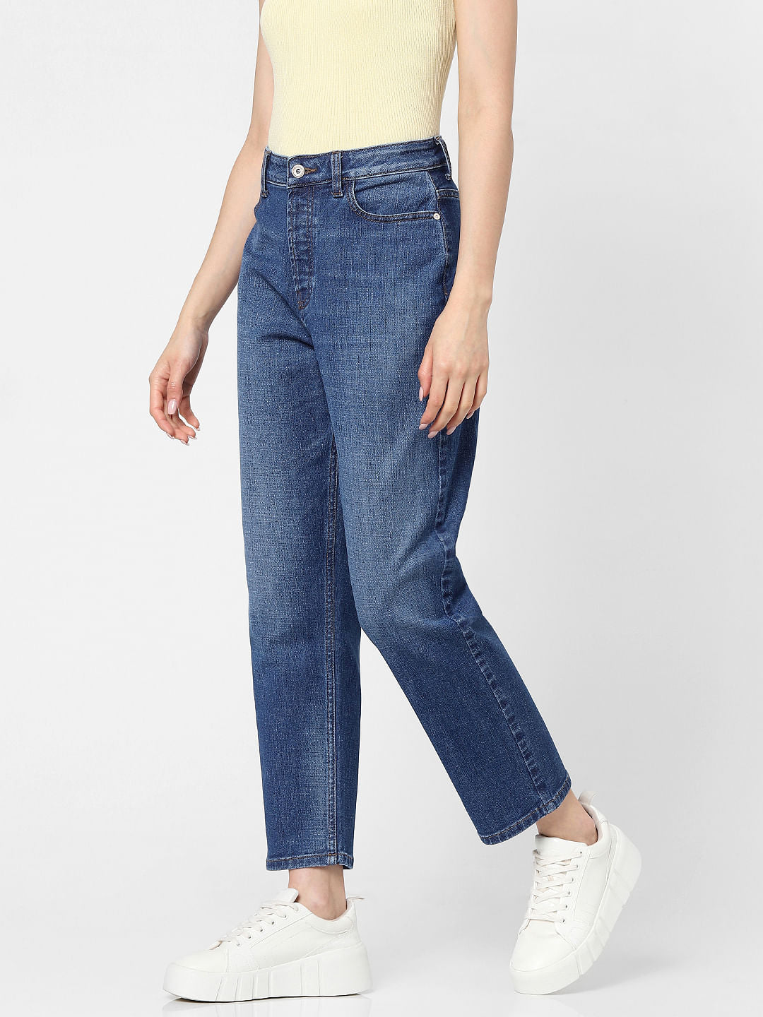 Blue High Rise Flared Jeans