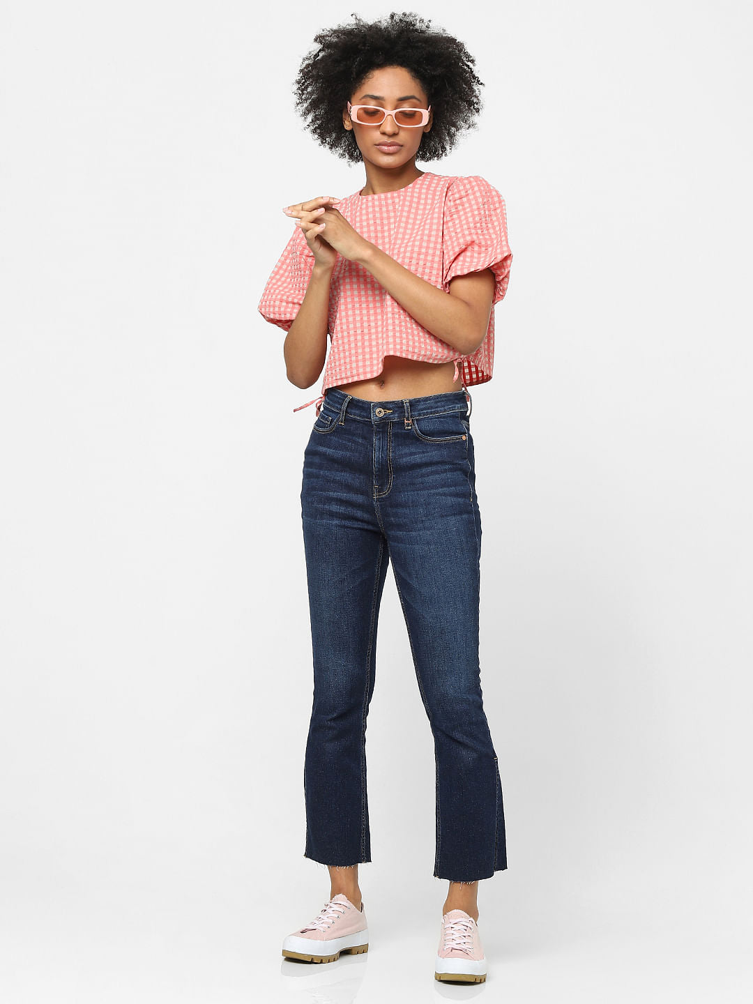 Dark Blue High Waist Flared Jeans