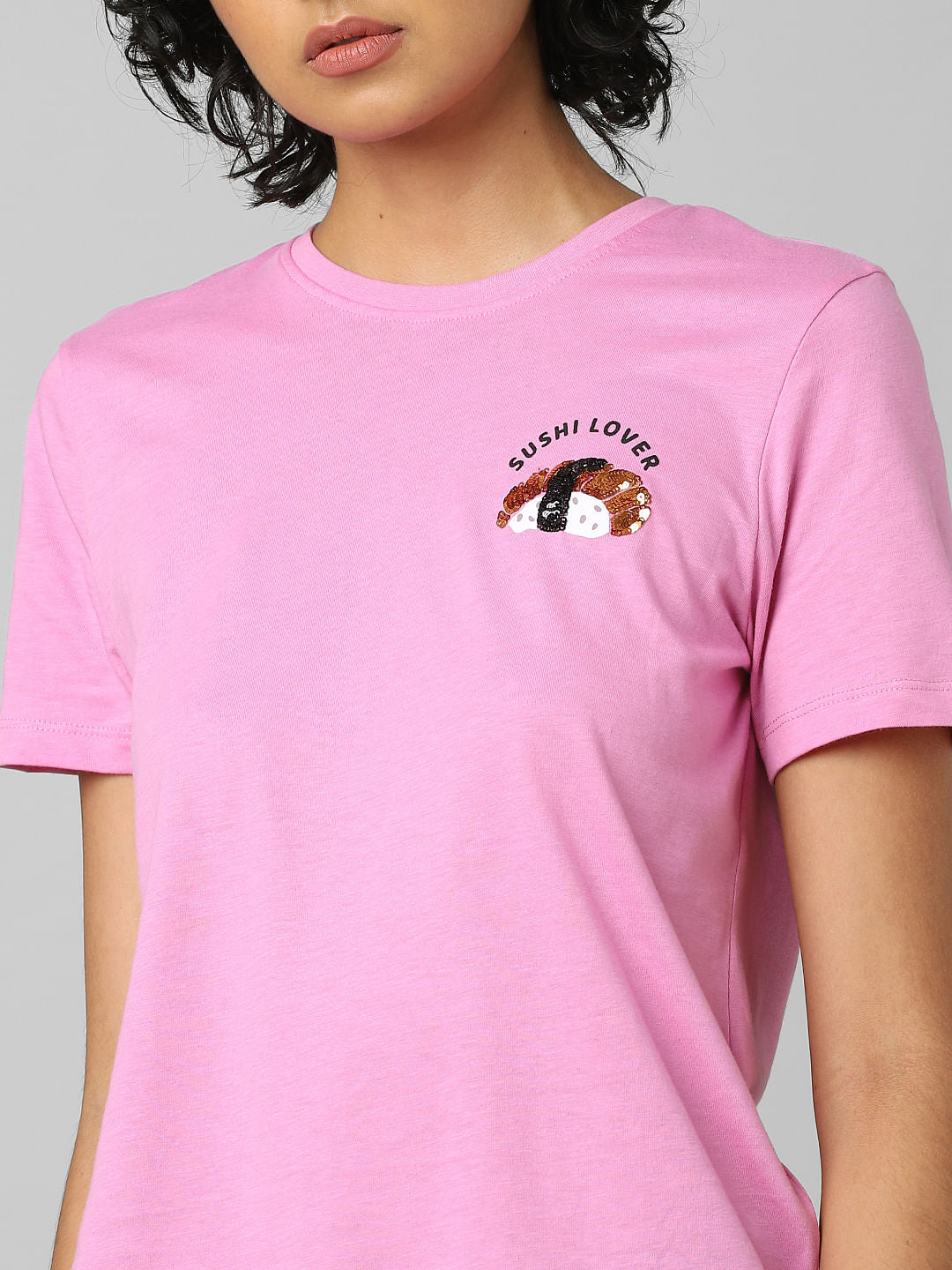 Pink Sushi Print T-Shirt
