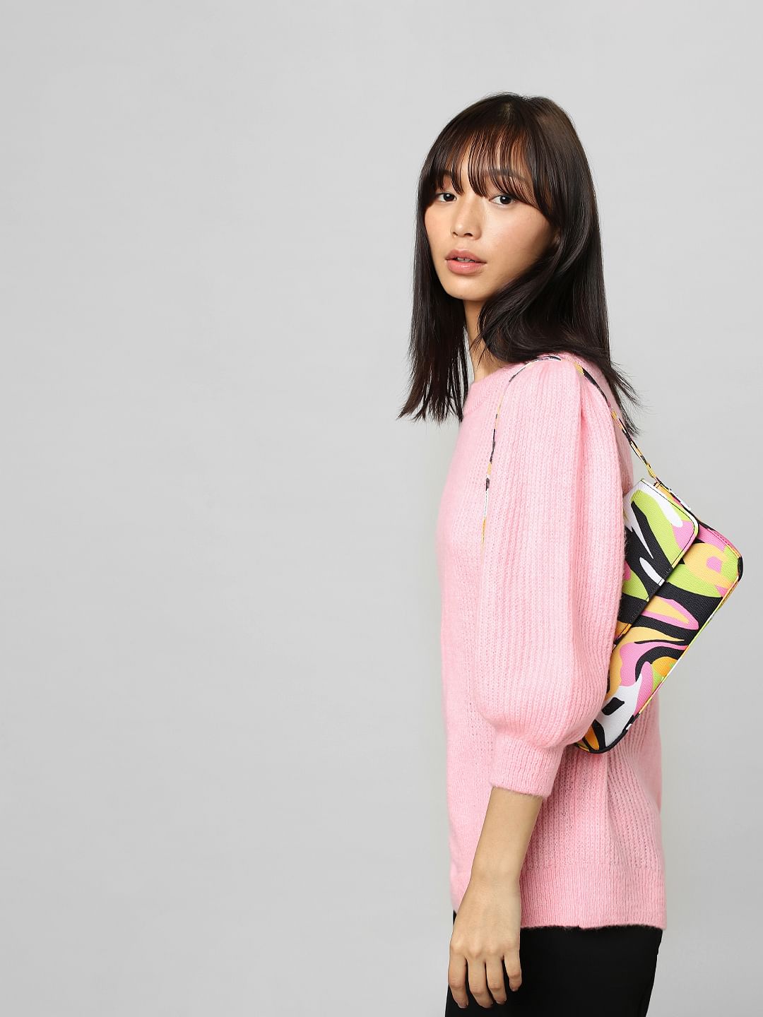 Pink Puff Sleeves Pullover