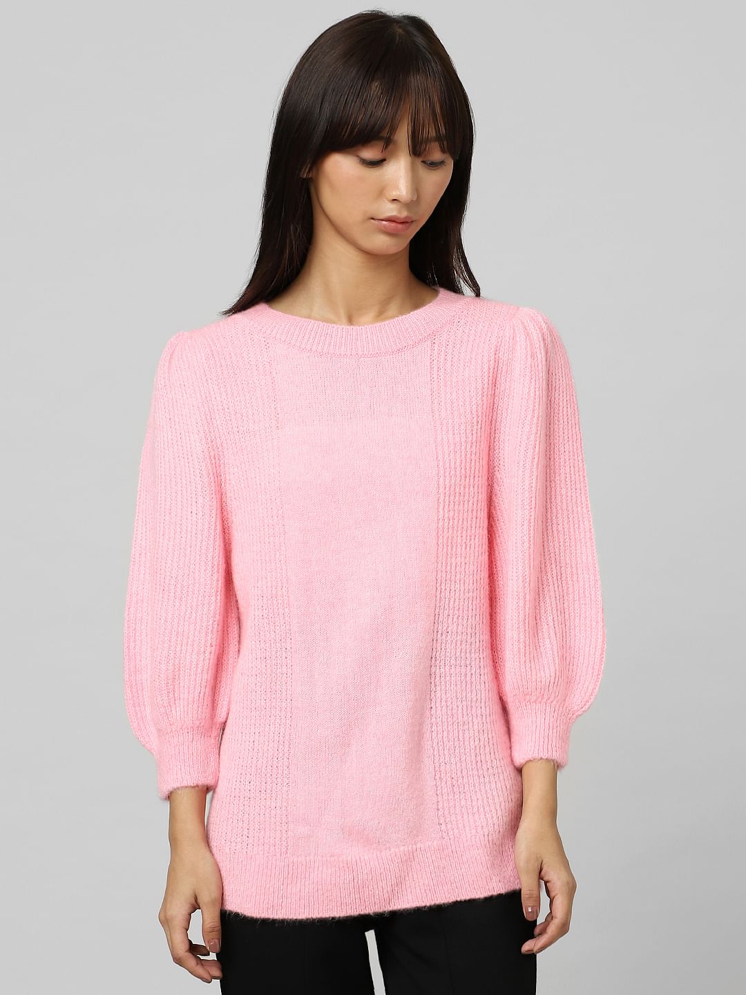 Pink Puff Sleeves Pullover