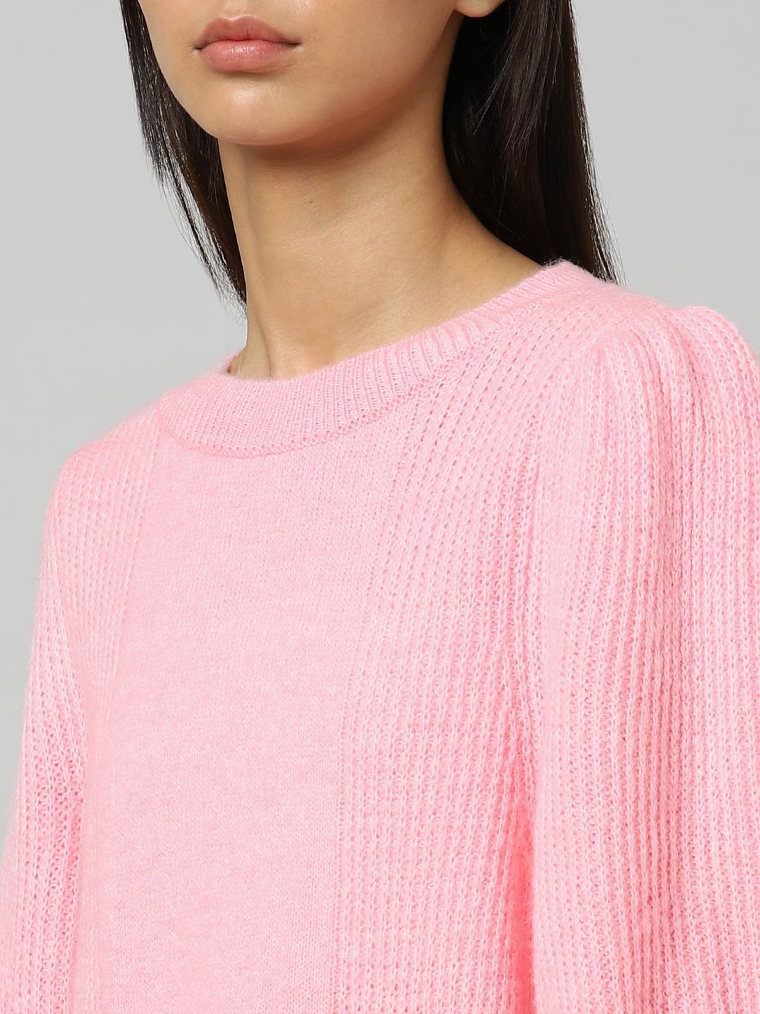Pink Puff Sleeves Pullover