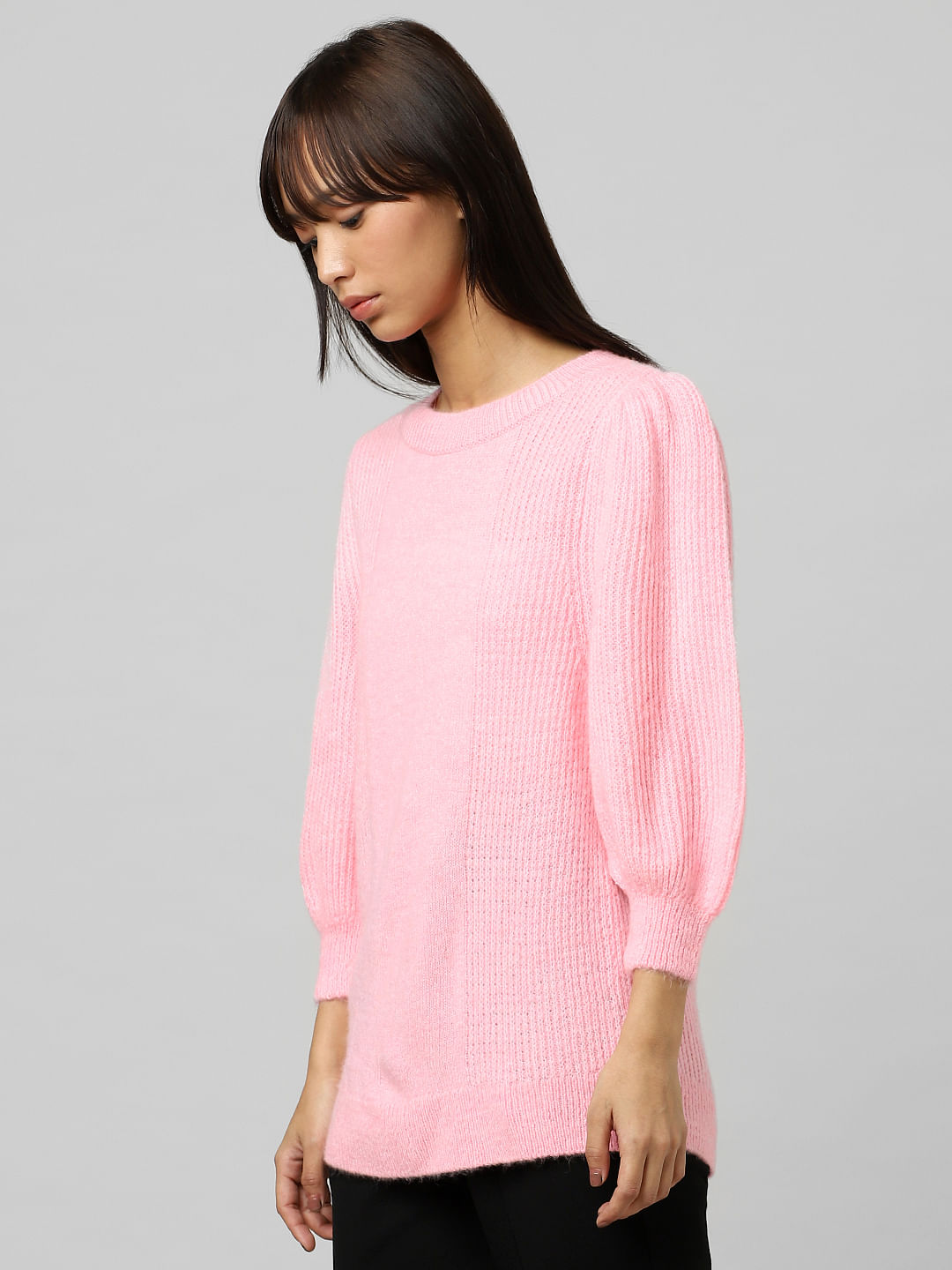 Pink Puff Sleeves Pullover