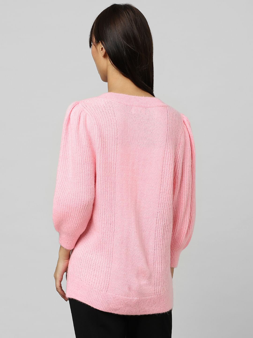 Pink Puff Sleeves Pullover
