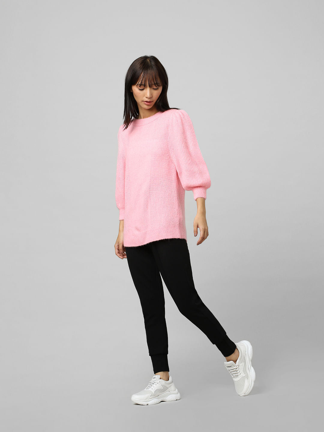 Pink Puff Sleeves Pullover