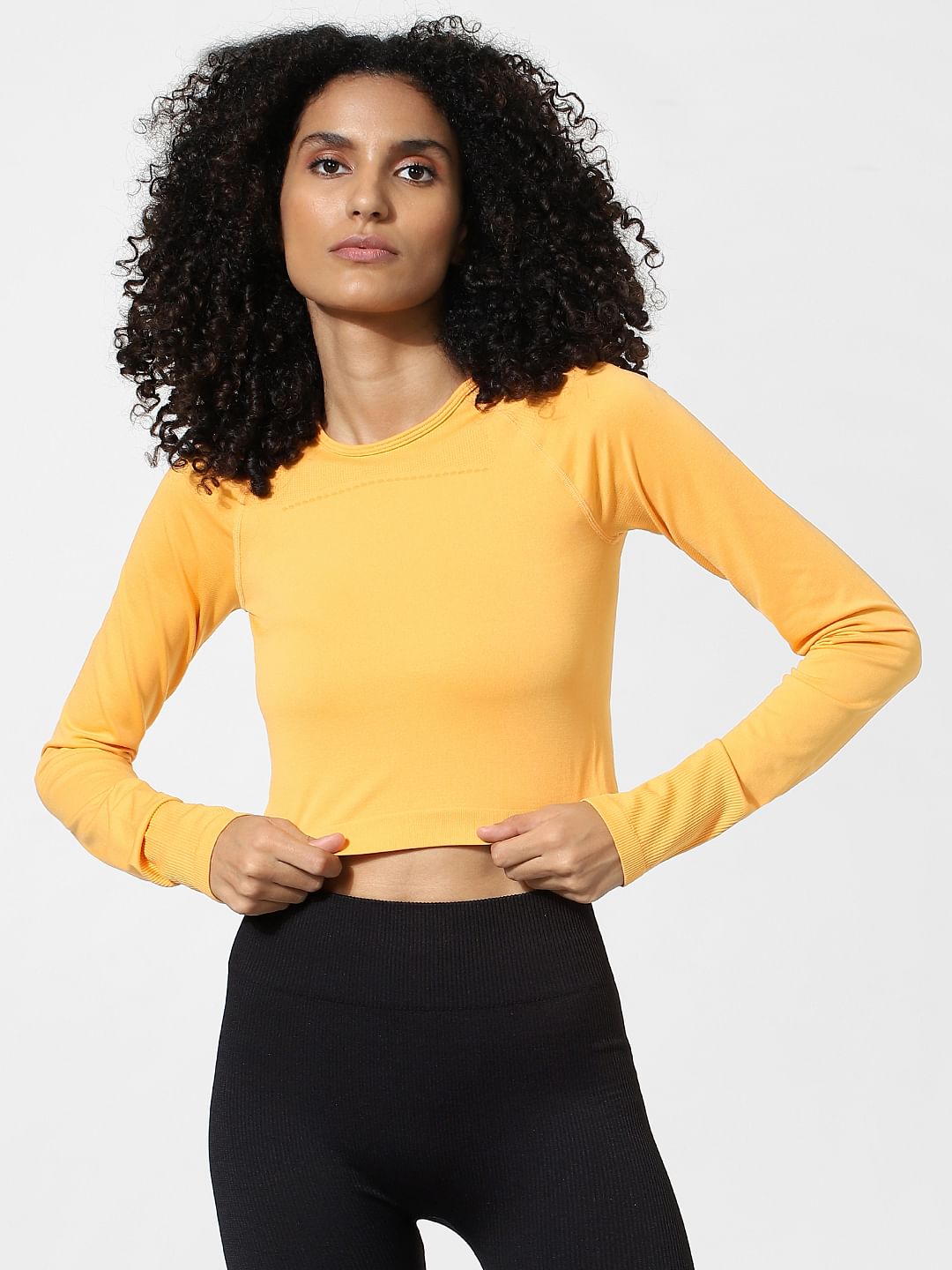 Yellow Cropped Training Top