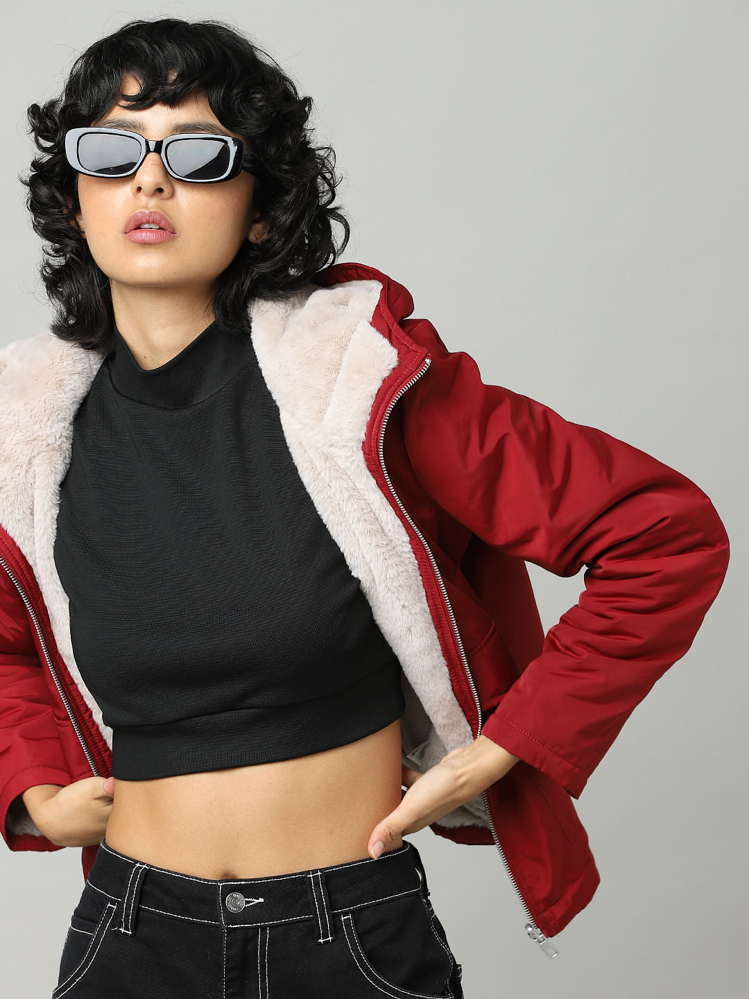 Red Reversible Hooded Jacket