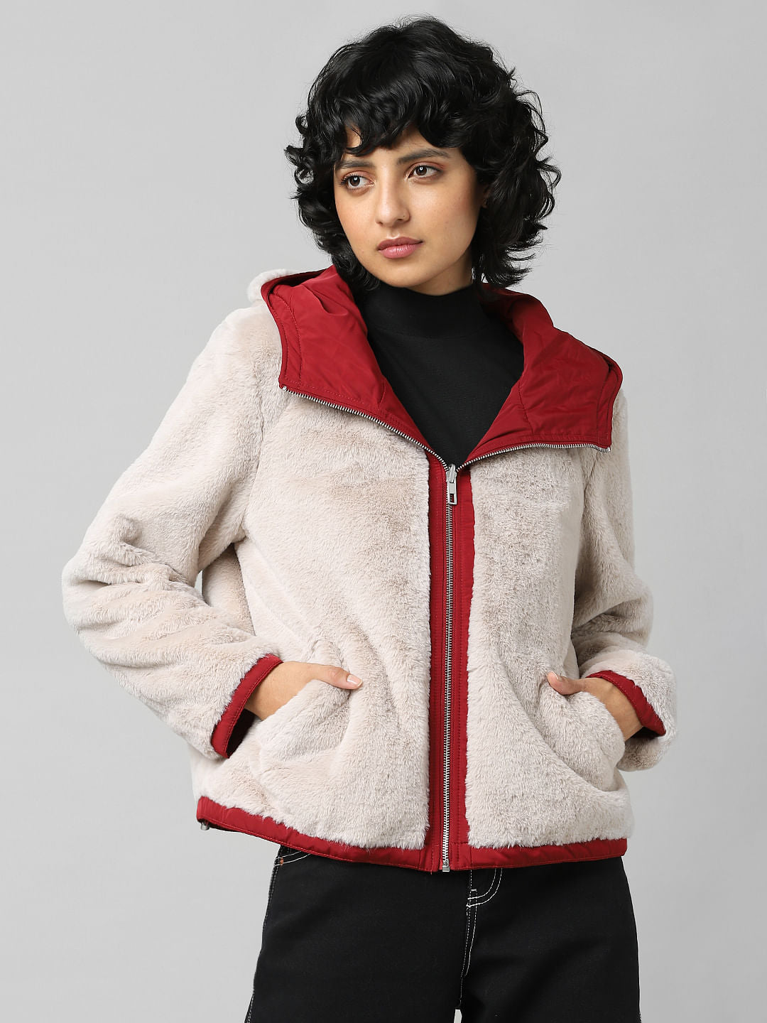 Red Reversible Hooded Jacket