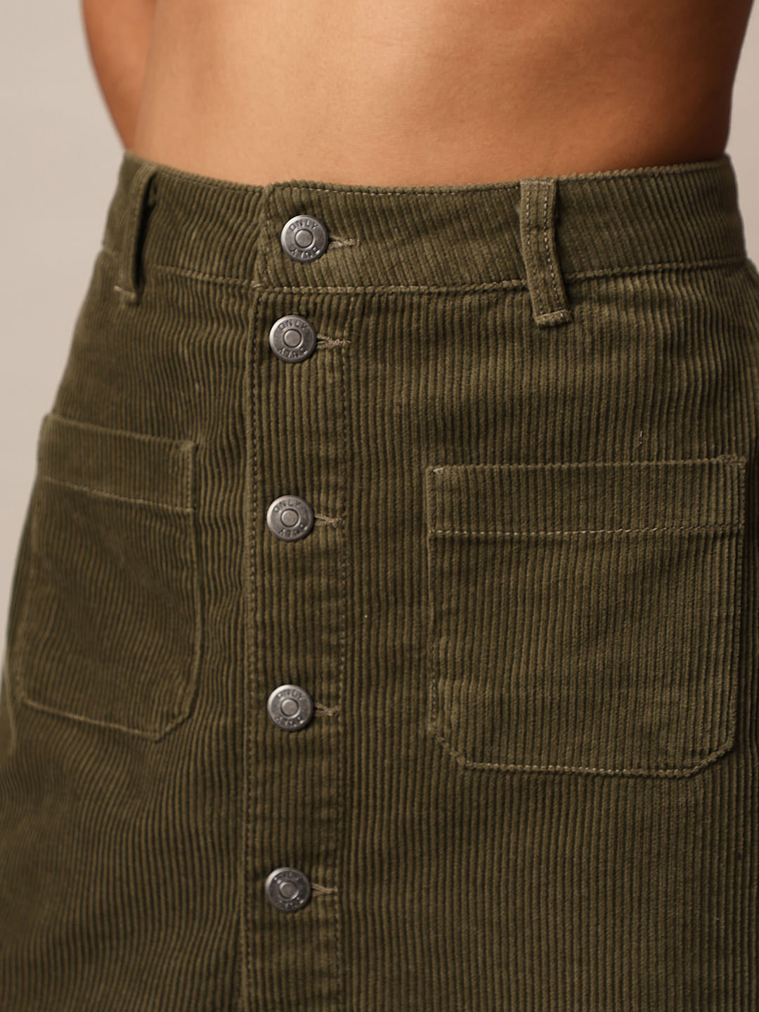 Dark Olive Corduroy Skirt