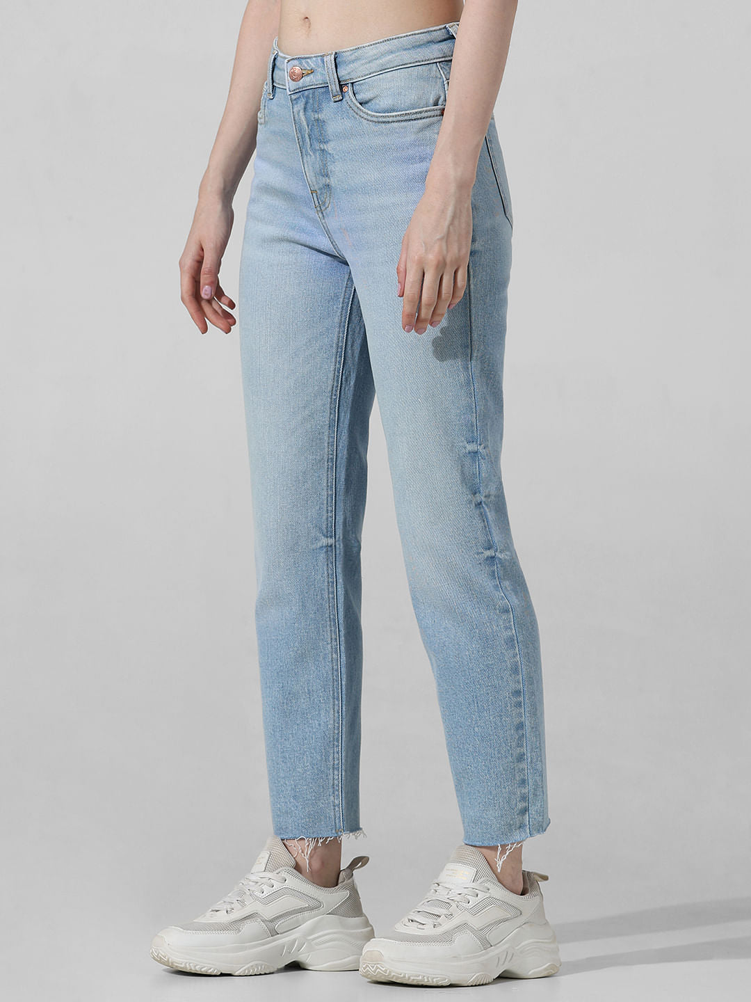 Light Blue High Rise Straight Fit Jeans