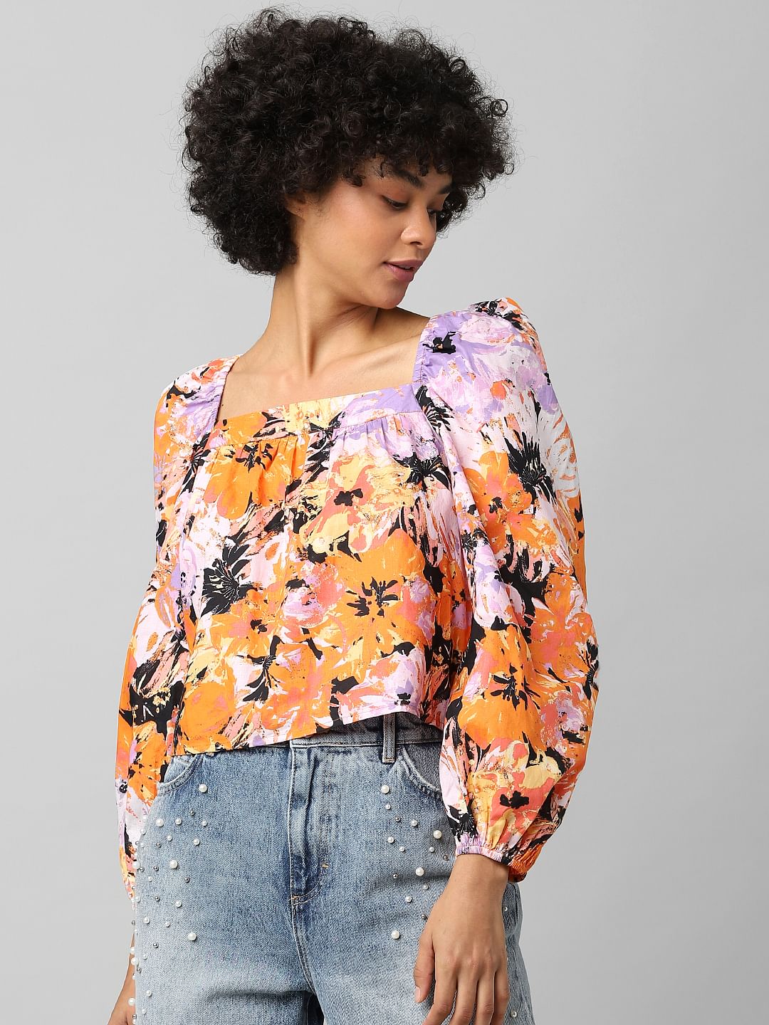 Purple Floral Balloon Top