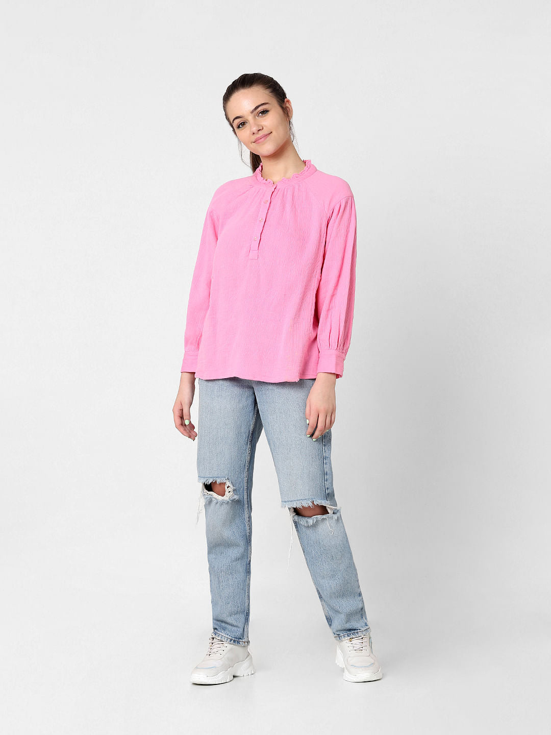 Pink Puff Sleeves Top