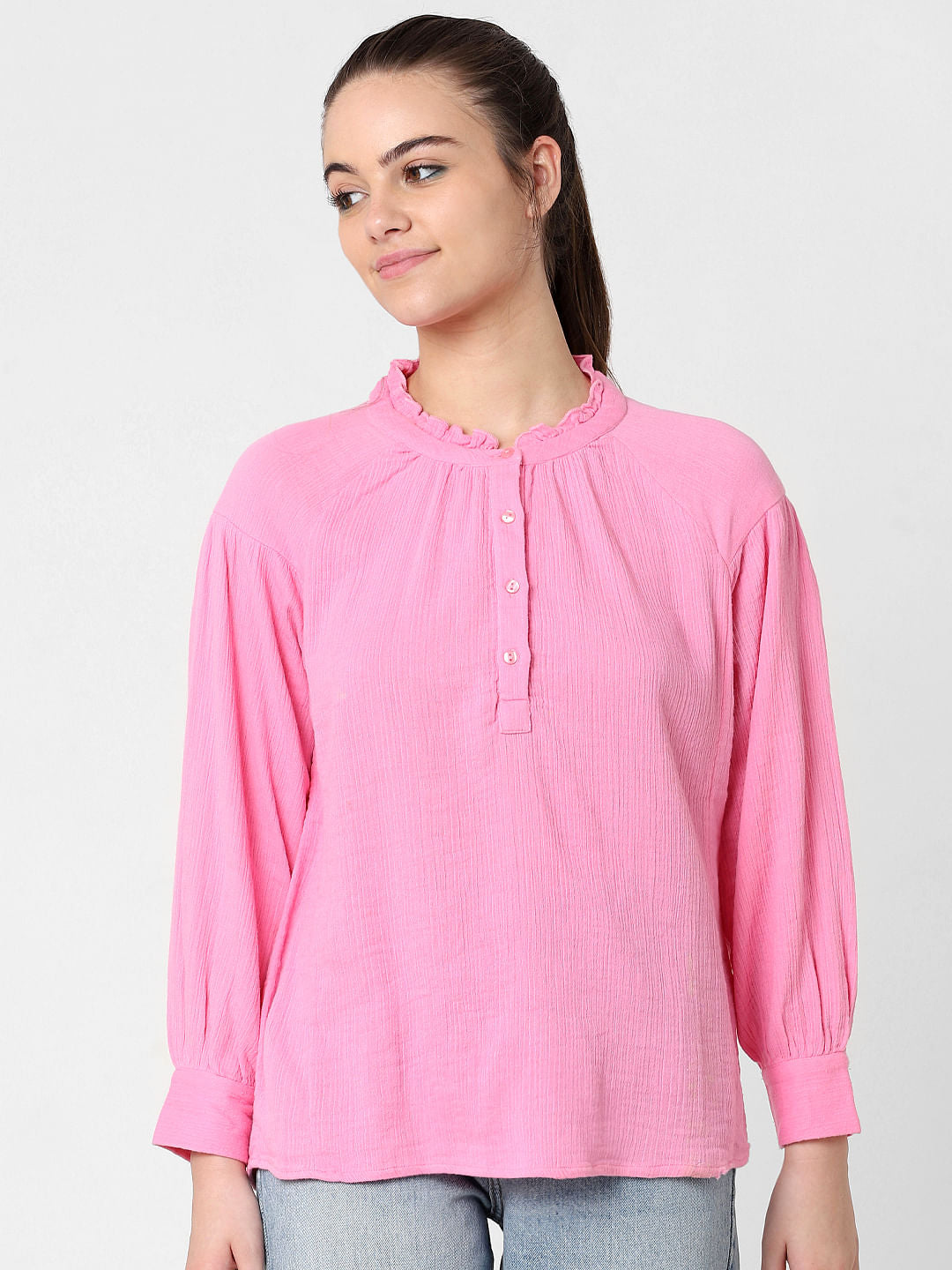 Pink Puff Sleeves Top