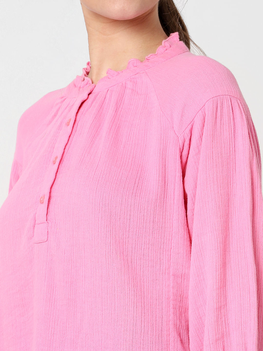 Pink Puff Sleeves Top