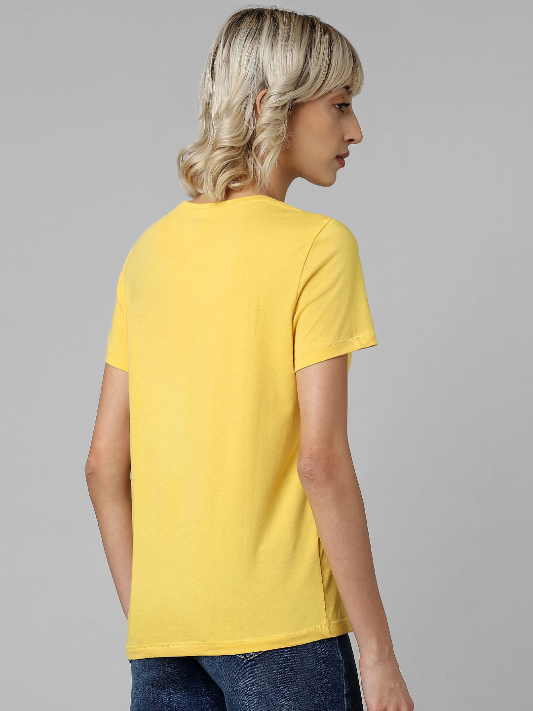Yellow Organic Cotton Slogan Print T-Shirt