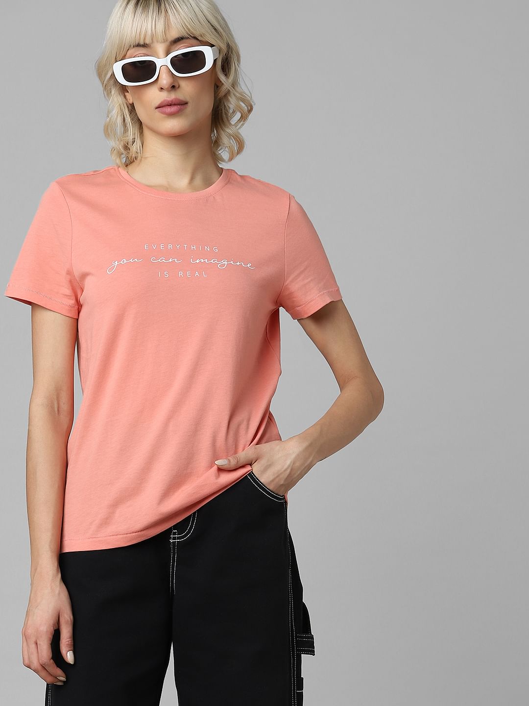 Pink Organic Cotton Slogan Print T-Shirt