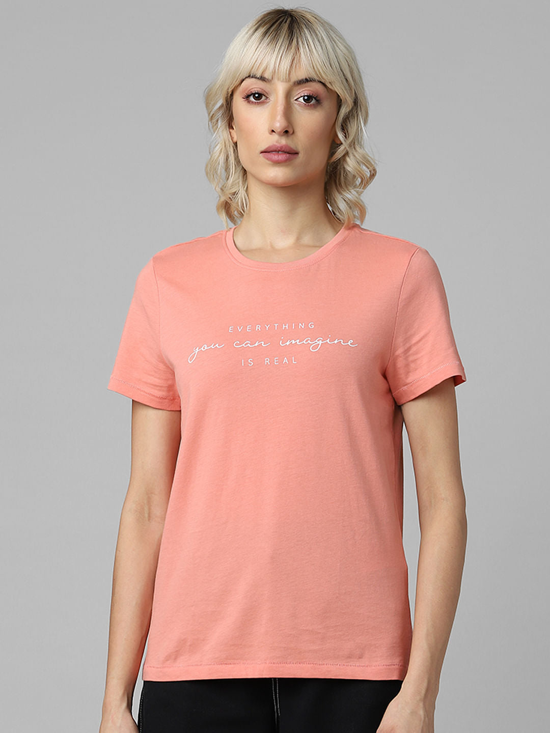 Pink Organic Cotton Slogan Print T-Shirt