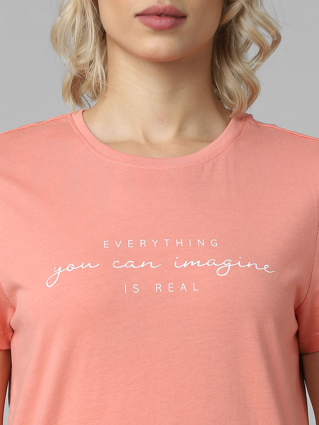 Pink Organic Cotton Slogan Print T-Shirt