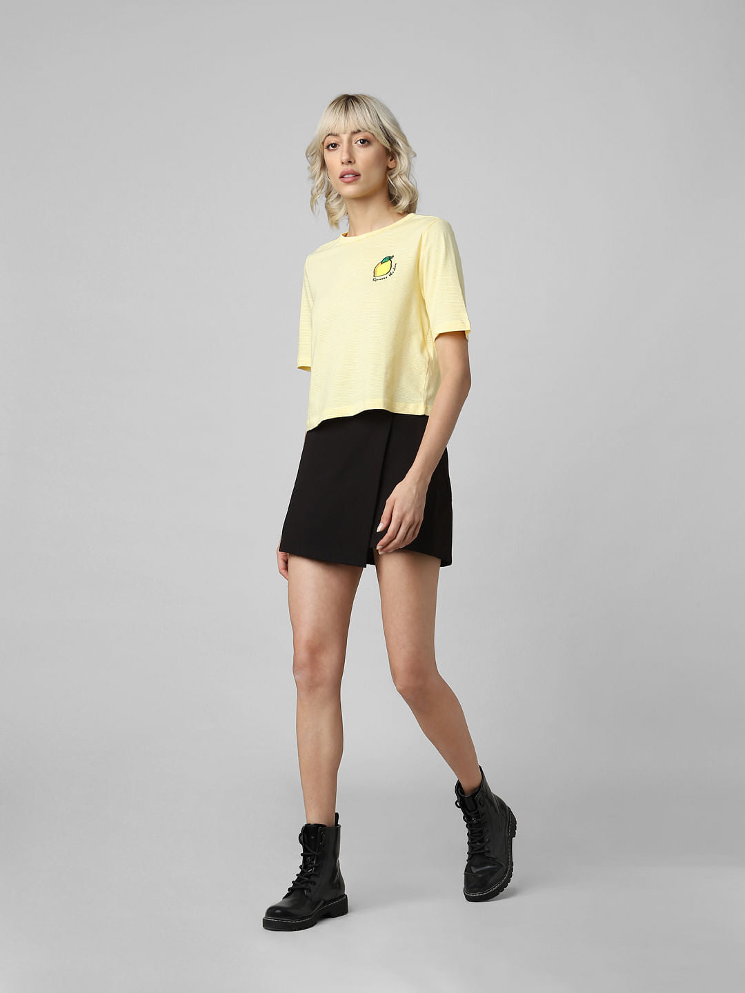 Yellow Striped Embroidered T-Shirt