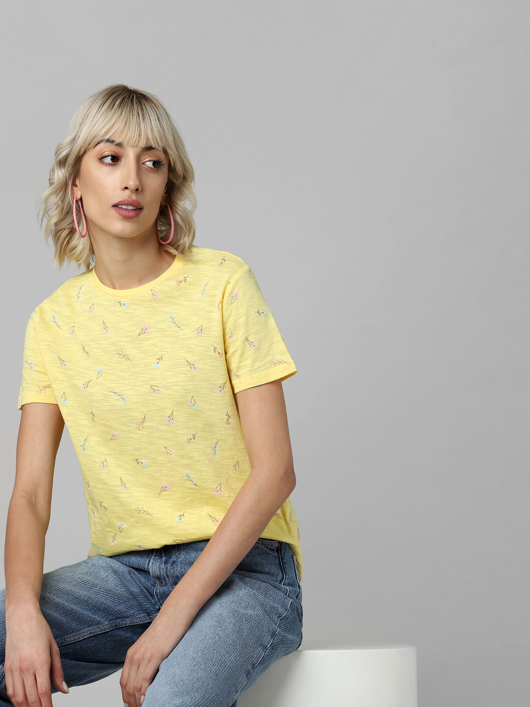Yellow Printed Organic Cotton T-Shirt