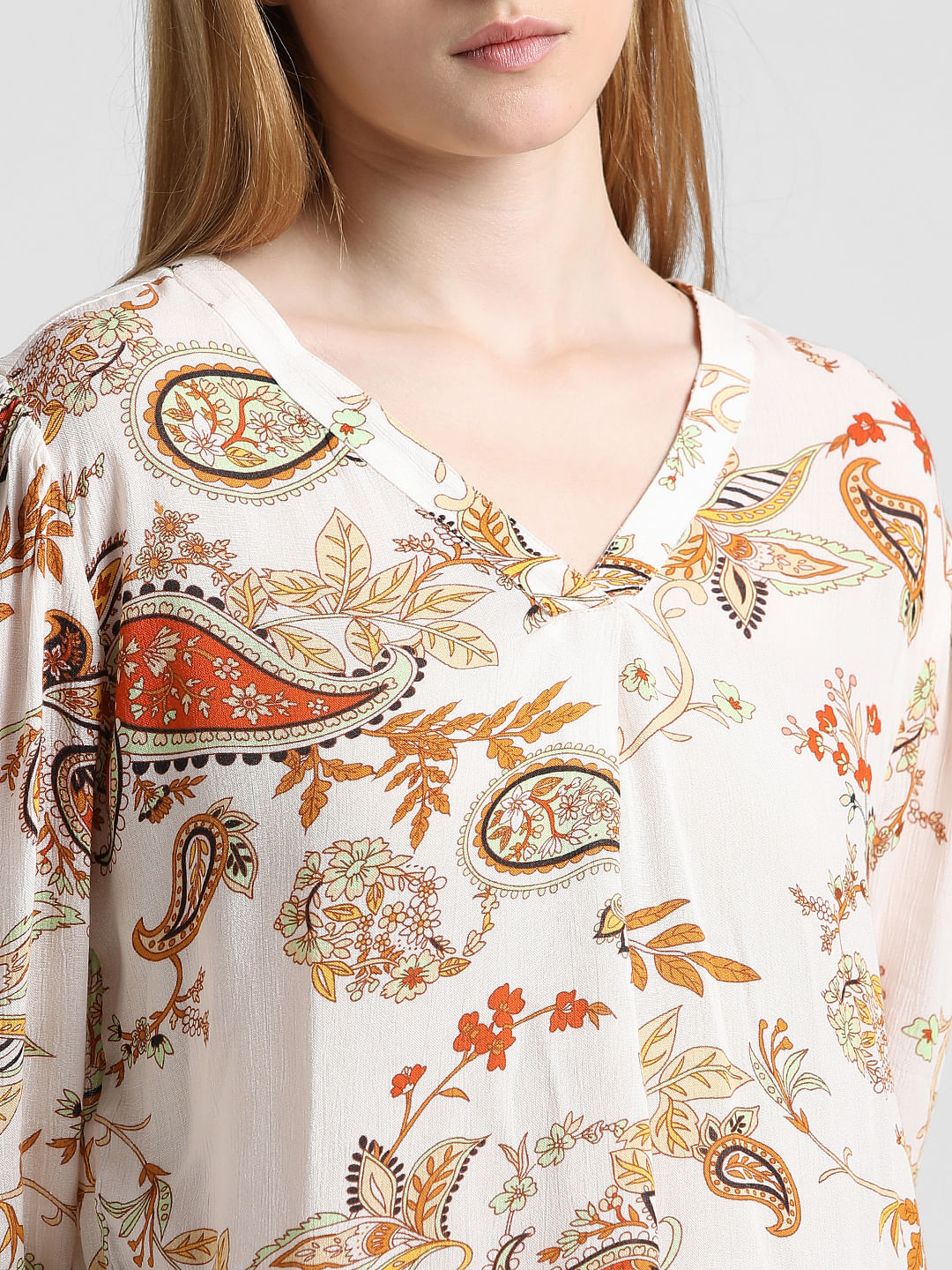 Beige Paisley Print Top