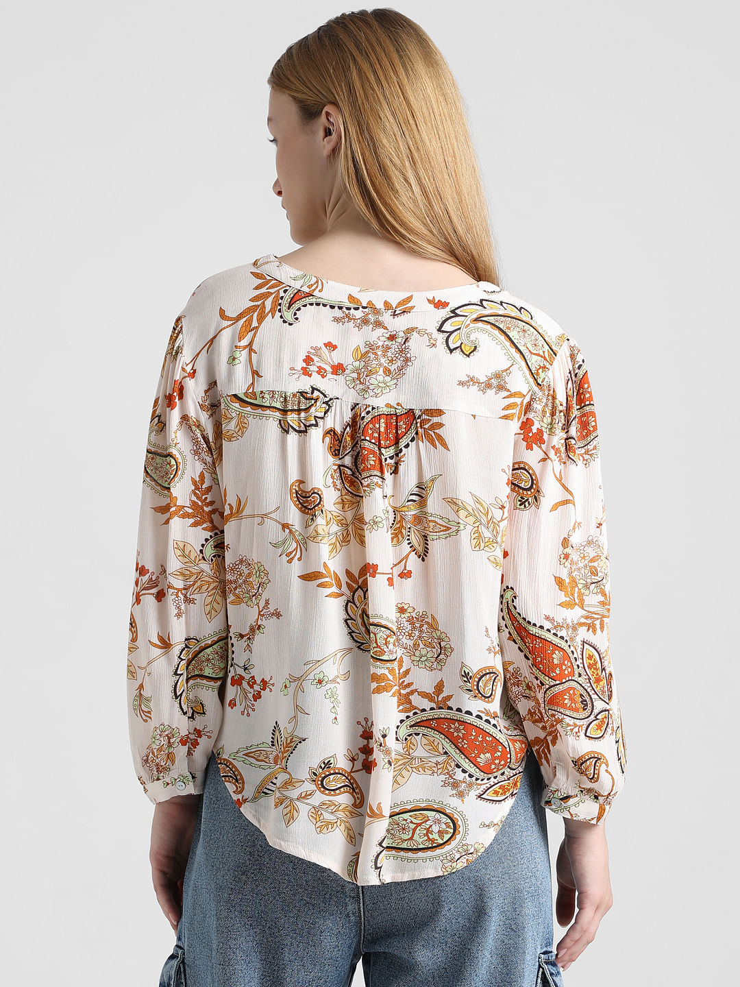 Beige Paisley Print Top