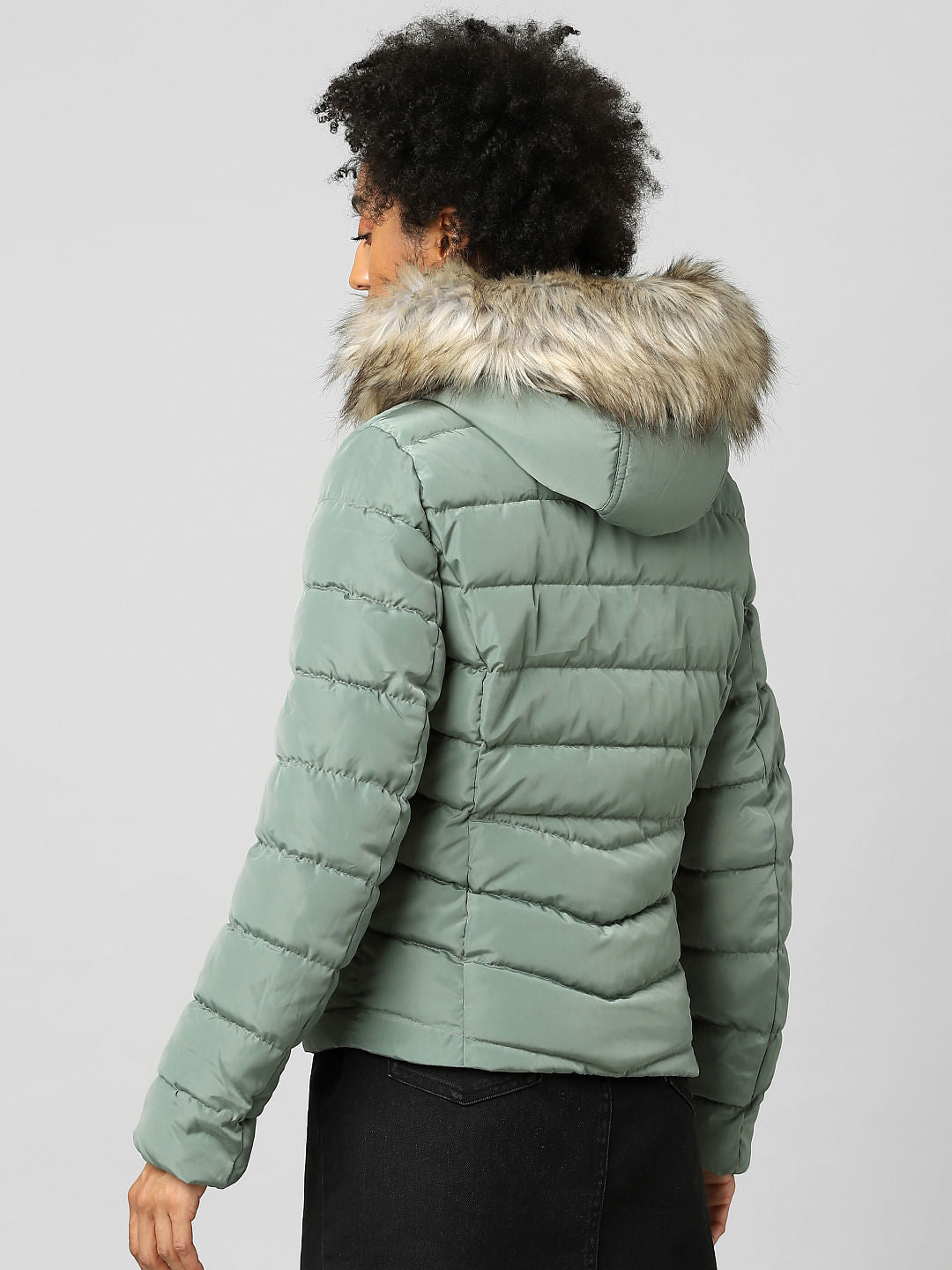 Sea Green Hooded Puffer Jacket