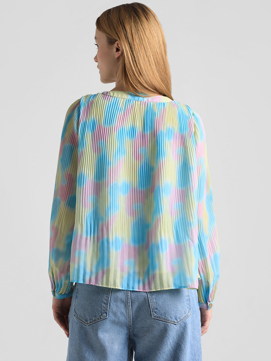 Green Pleated Ombre Top