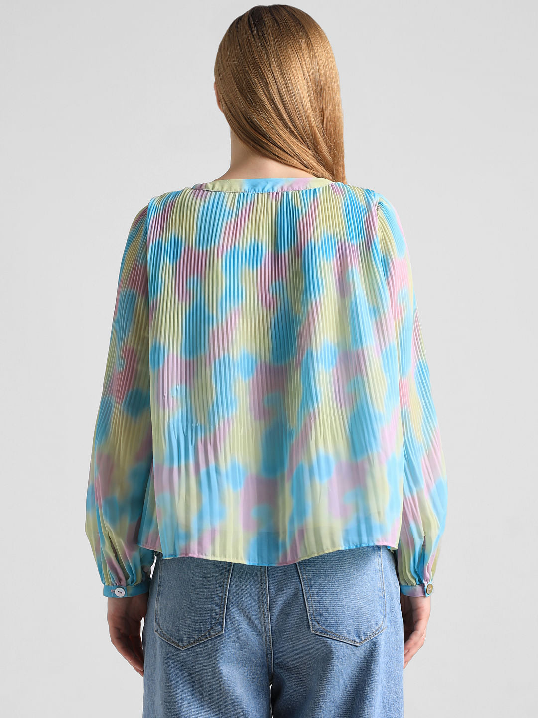 Green Pleated Ombre Top