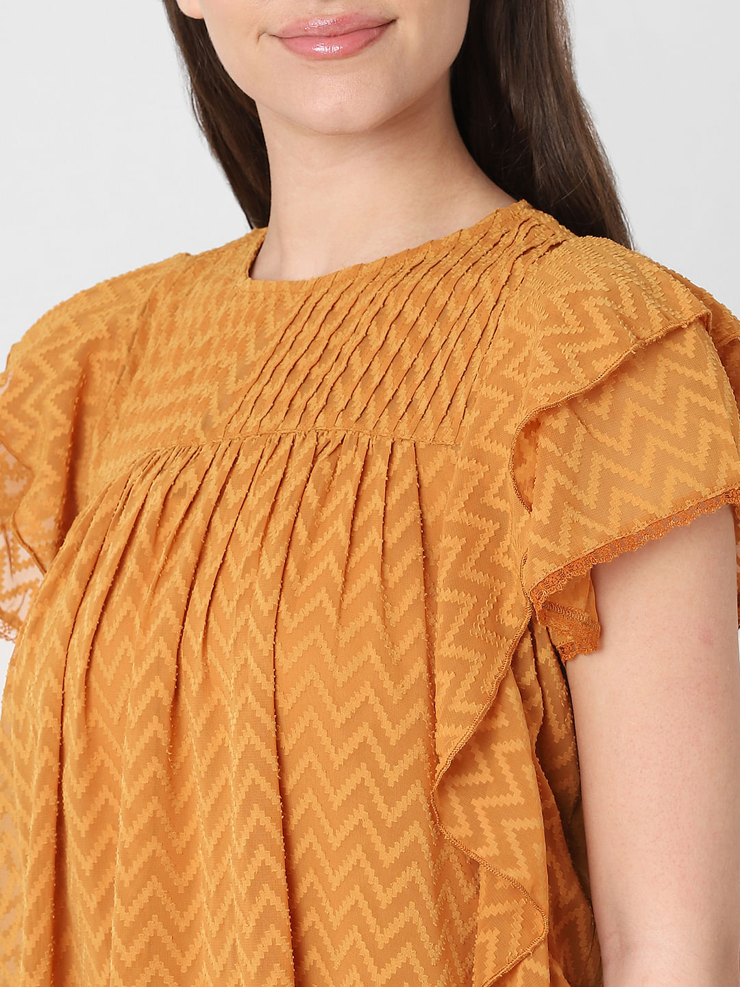 Golden Textured Frill Top