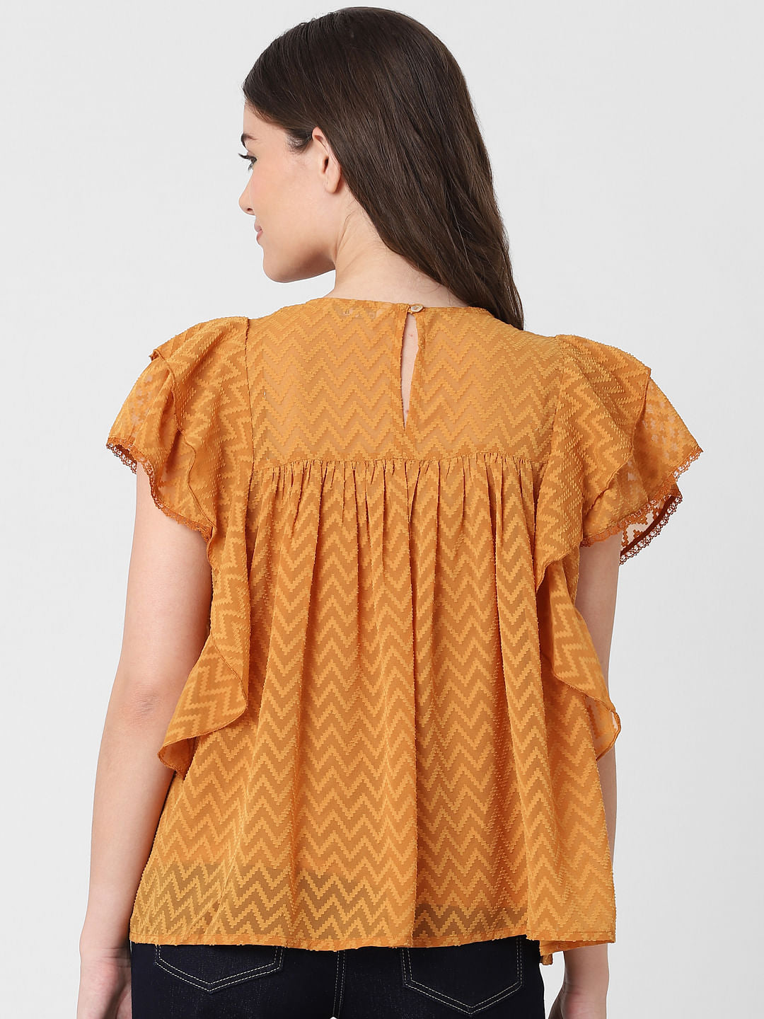 Golden Textured Frill Top