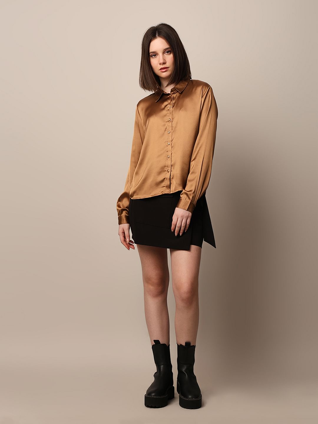 Brown Satin Shirt