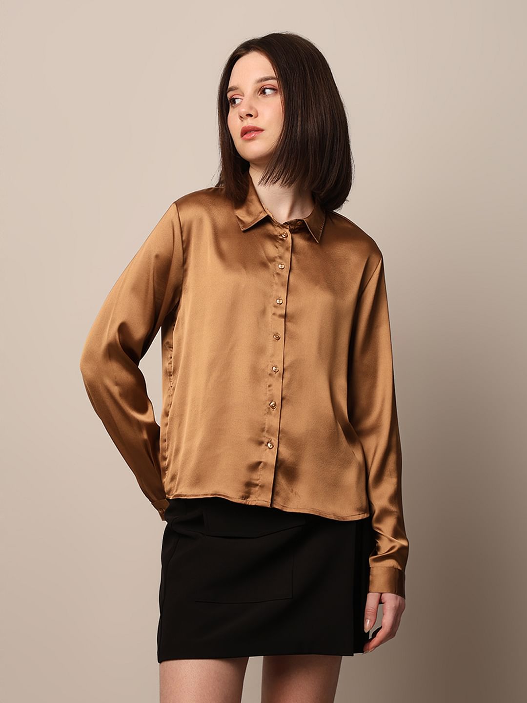 Brown Satin Shirt