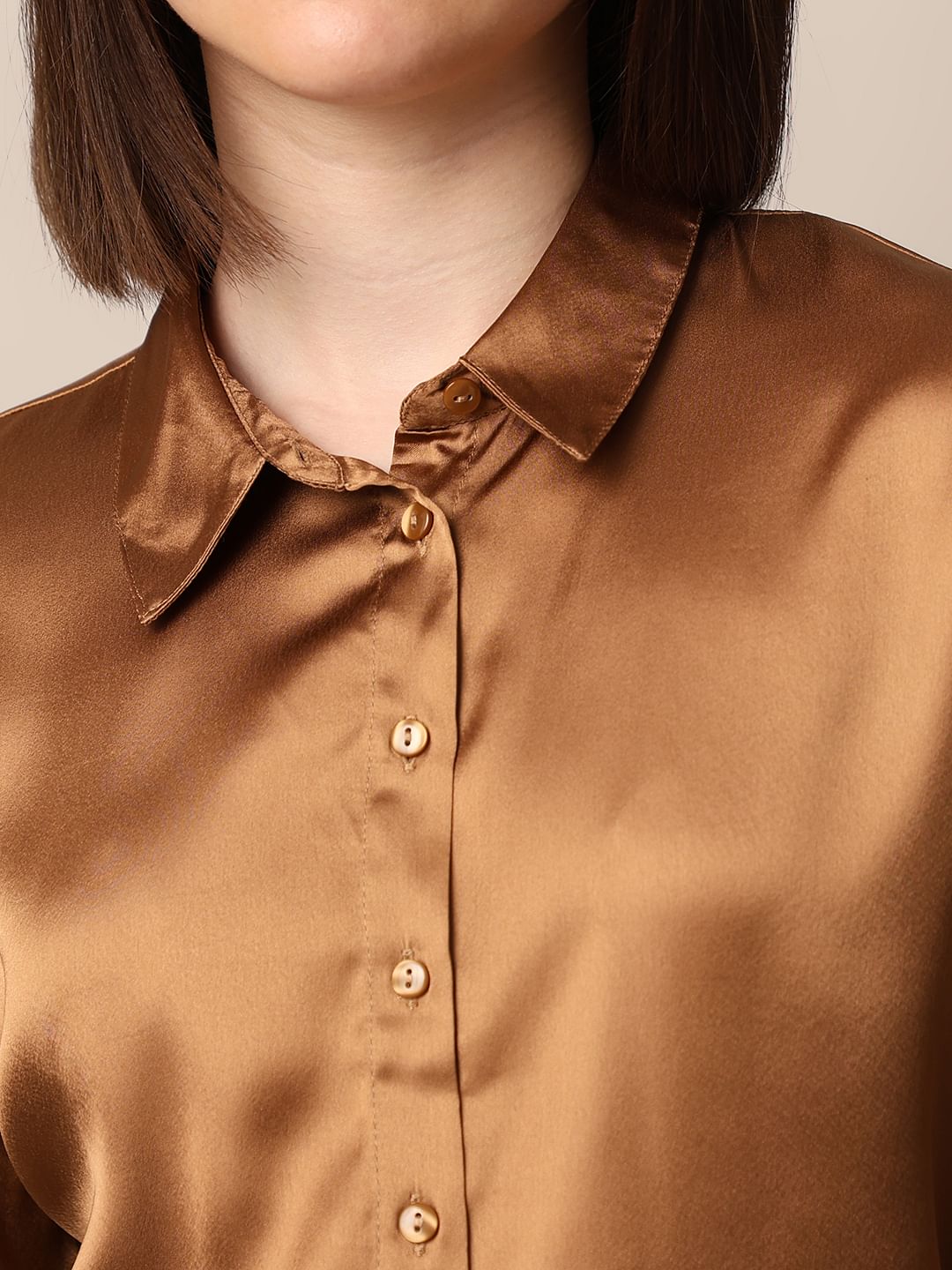 Brown Satin Shirt