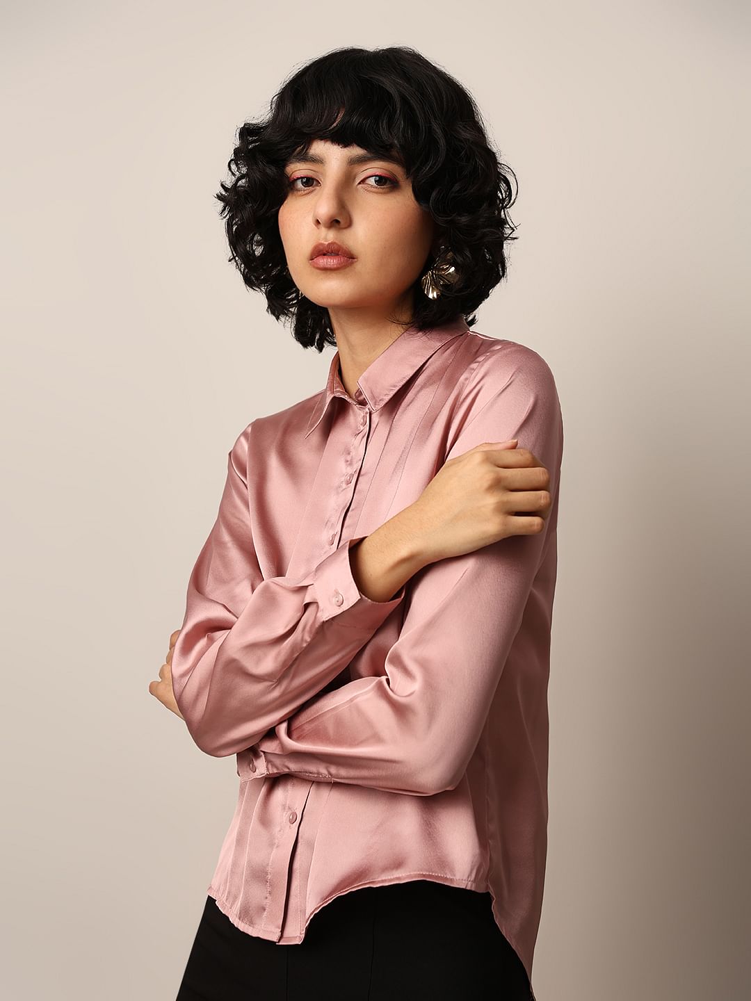 Pink Satin Shirt